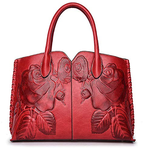 Coolives Damen Henkeltasche Klassische Blume Geprägt Handtasche mit Schulterriemen Schultertasche Umhängetasche Tasche EINWEG