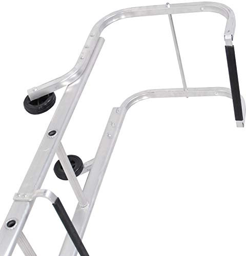 17 Rung Roof Ladder & Ridge Safety Hook – Single Section 4.3m Long – Slate Roofing Tile Grip Steps – Pitched/Sloped Chimney Access Stairs – Lightweight & Strong Anti-Slip Aluminium Construction