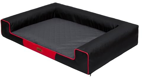 HOBBYGARDEN Haustierbett Hundeliegen Kissen Hundebett Liegen Hundekissen Bett Sofa Hundekorb Tierbett Hundesofa Hundematratze: Schwarz mit Graphit Matratze, XXL - 118 x 78 cm