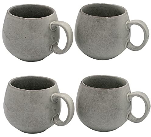 Cooks Professional Set of 4 Mugs Nordic Stoneware Mugs 490ml with Reactive Glaze Finish | X-Large Modern Stylish Ceramic Tea, Coffee, Hot Chocolate Drink Cups | Dishwasher & Microwave Safe | Grey