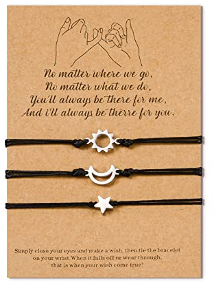 VU100 3 PCS Armband Sonne Mond Sterne Geschenk Beste Freund Schwester | Beste Freunde Armband Mädchen Männer Familie Bester Freund Mutter Tochter Schmuckgeschenke Weihnachten Erntedankfest