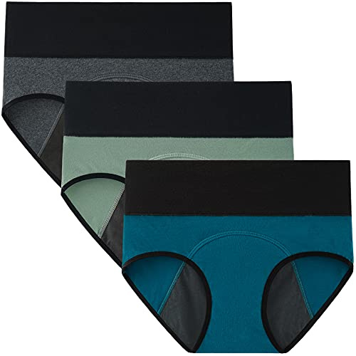 INNERSY Mutande Assorbenti Donna Vita Alta Slip Cotone Ciclo Mestruale Intimo Post Parto Pacco da 3