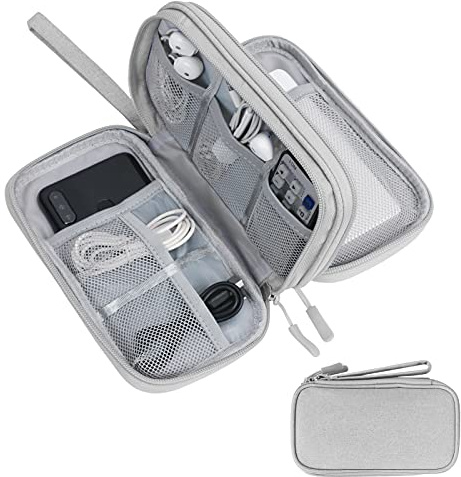 Simpolor Travel Cable Organiser Bag,Double Layer Tech Pouch for Charger,Lightweight Carry Case Travel Essentials Gadget Bags for Business Trip,Daily Use,Electronics Accessories Storage Cable Bag