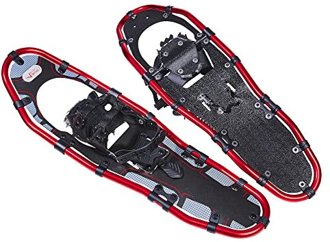 BLACK CREVICE Alu Schneeschuhe Herren & Damen I Schneeschuhe zum Wandern mit Aluminiumrahmen I Schnee-Schuhe mit einstellbaren Fersenriemen, 53 cm