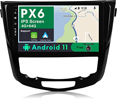 JOYX PX6 Android 10 bilradio passar Nissan X-Trail Qashqai J11 Rouge (2014–2018) – 4G +64G – kamera GRATIS – 2 Din 10,1 tum – stöder DAB SWC HDMI 4K-video 4G WiFi BT Carplay Android bil