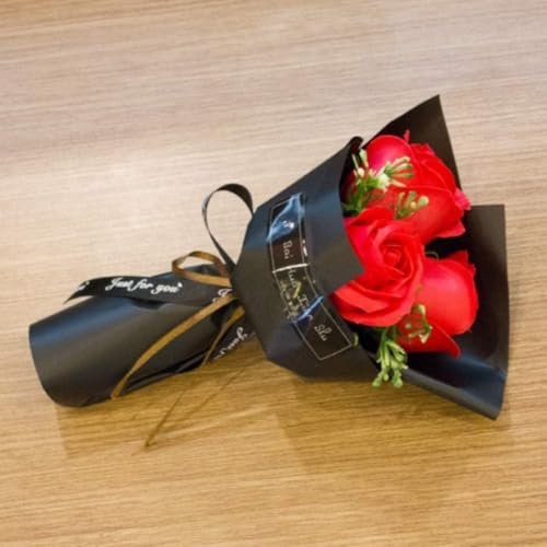 Gowxs Bouquet de roses rouges - Savon - Pétales de fleurs - Pour femme - Meilleure amie - Anniversaire Noël - Saint-Valentin - De fille - Fils - Mari - Fleurs artificielles