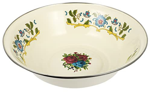 Yardwe Camping Zubehör Emaille Schüssel Suppenbecken Vintage Emaille Rührschüssel Groß Salat Servierschüssel Waschbecken Aufbewahrungsbecken Für Nudeln Salat Ramen Hochzeitsdeko