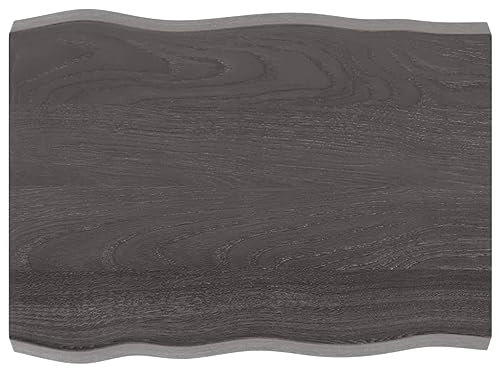 SKM Tablero de mesa 80 x 60 x 6 cm madera maciza de roble tratada borde de árbol, peso: 10,95 kg, 364012