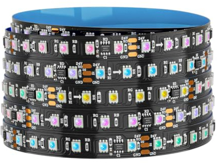 WS2811 RGB IC LED Streifen 5M 108 LEDs/m Hohe Dichte Licht Strip DC24V Breite 8mm Dimmbar Traumfarbe Lichtleiste IP30 Nicht-Wasserdicht FCB Schwarz für Inneneinrichtung DIY Projekte