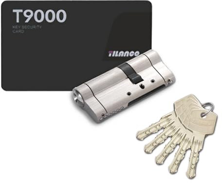 Cerradura de cilindro 30 60 mm, Anti-Ruptura Cerradura de cilindro de embutir de doble apertura con llave AB, 5 llaves principales y tarjeta de código