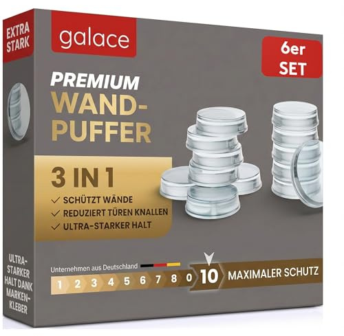 GALACE Tope de Puerta Autoadhesivo Blanco [6 unidades] – 20mm Topes de Puerta – Door Stopper Silencioso y Protector de Pared para Puertas, Muebles y Ventanas – Topes de Puertas de Suelo
