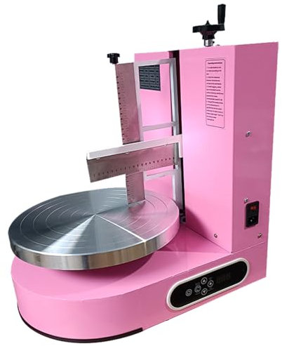4-12 Inch Cake Scraper Icing Smoother, Electric Cake Decorating Coating Machine with Vertical Knife Adjuster, Touch Screen Control Panel, Suitable for Cake Shops, Dessert Houses,Pink