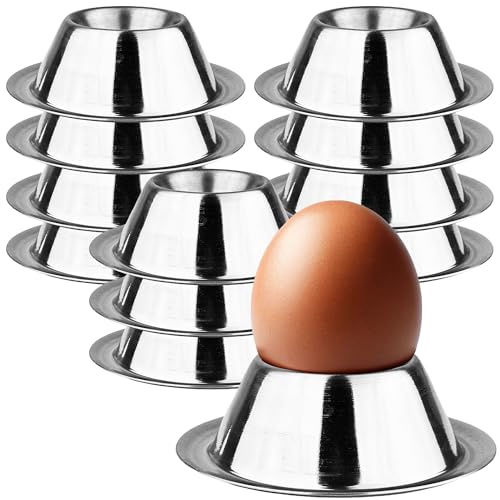 My-goodbuy24 Eierbecher aus Edelstahl, stapelbar, Stück Set Eierhalter stapelbar Eier Becher Egg Cup Eierständer rund Ständer Frühstücktisch Gastro Qualität (12 - teiliges Set)