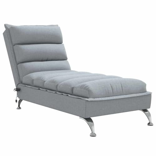 vidaXL Massageschäslong med dynor ljusgrå tyg, schäslonger, massageschäslonger, massagesoffor, massageschäslong, massagesoffa, schäslong i tyg