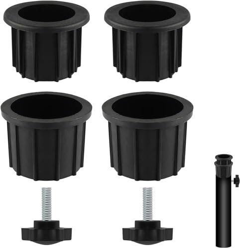 FIYSON 2 Sets (6 Stück) Ersatzteile für Sonnenschirmständer, Inklusive 4 Stück Schirmlochring und 2 Stück Handknopfschrauben, Sonnenschirmständer für Bodenhülse Sonnenschirm (50mm 40mm) (Stil 3)