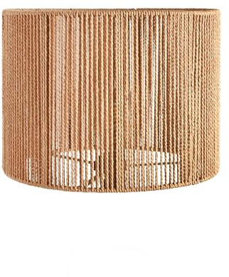 Boho Lamp Shades,Small Lamp Shades For Table Lamps,Wicker Drum Bell Lamp Shade for floor lamps,Vintage Rattan Lampshade for Hanging Lamp,Wall Sconce, Spider Fitter Replacement Floor Lamp Shade Large