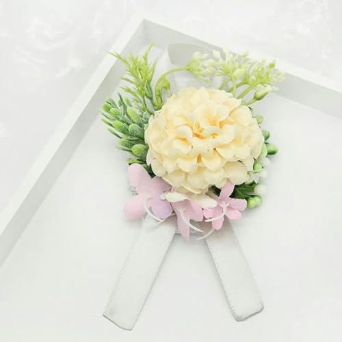 Ansteckblume, einzigartiges Design, Ansteckblume für den Bräutigam, Braut, handgefertigtes Armband, rosa Rose, Orchidee, Blume am Handgelenk, C