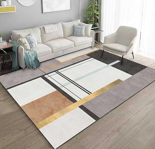 Teppich Weiße Geometrie Flauschig Kurzflor,Mikrofaser Super Weich,Anti-Rutsch,Waschbar,Teppich Webteppich Für Wohnzimmer,Flur,Schlafzimmer Teppichläufer 120X160Cm