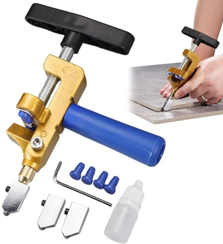 Tagliavetro manuale Portatile Multifunzione | Utensile manuale per taglio e rottura Cacciavite Incluso, 2 Taglierini Extra Per Il Taglio Di Piastrelle In Ceramica