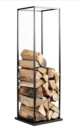 Neustein Kaminholzregal hoch 111x35x35cm Kaminholzständer Feuerholzregal Brennholzregal metall schwarz stehend Holzregal Stapelregal