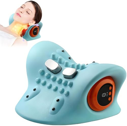 Neck Massagers, Neck Massager Relaxer, Heated Pillow, Neck Stretcher for Neck Pain, Heating and Vibration, Rechargeable Cervical Necks Massager, Neck Shoulder Cervical Traction Device