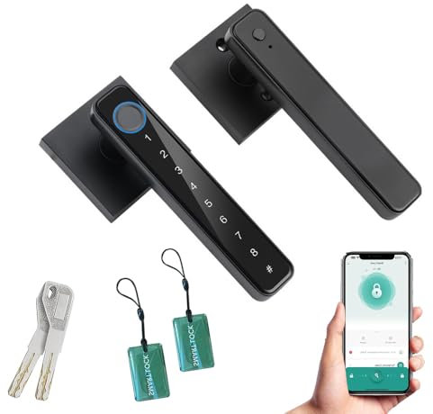 Serrure de porte d'entrée sans clé à clavier avec poignée, serrure de porte intelligente à empreintes digitales, serrures intelligentes pour porte d'entrée, électronique numérique, serrure de porte à