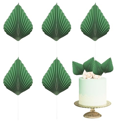 Bliceon Lot de 6 décorations de gâteau en forme de feuille de palmier tropicale pour fêtes prénatales, mariages, anniversaires, loisirs créatifs