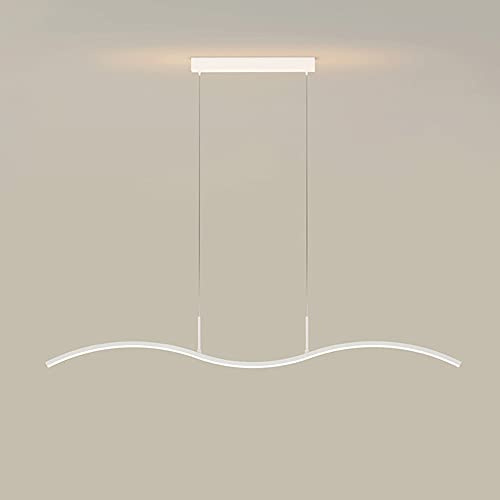 Lámpara colgante lineal de arco minimalista, lámpara colgante de techo blanca, tira LED de 64 W, accesorios de iluminación suspendidos, isla de cocina, sala de estar, restaurante, hotel, recepción, l