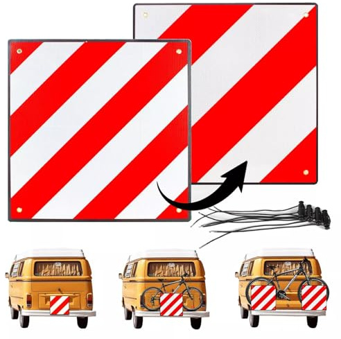 3-in-1 Warning Sign for Italy and Spain + Portugal, Aluminium, 50 x 50 cm, Reflective, for Bicycle Carrier/Rear Carrier, Motorhome