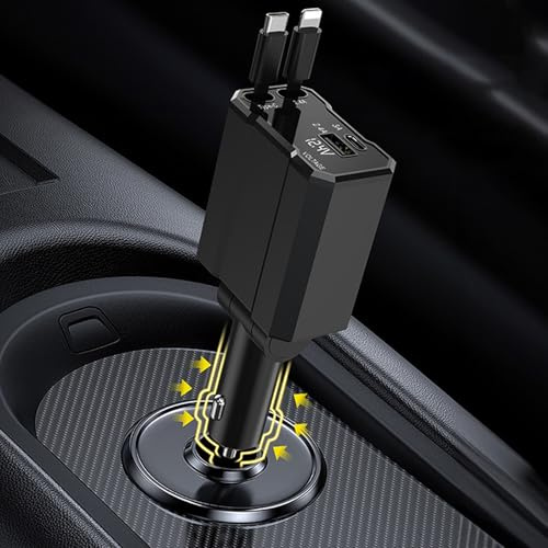 4 en 1 encendedor de cigarrillos USB C 120 W, 12 V/24 V, cargador rápido para coche, adaptador con cable tipo C, cargador de coche ultrarrápido, compatible con iPhone/Huawei