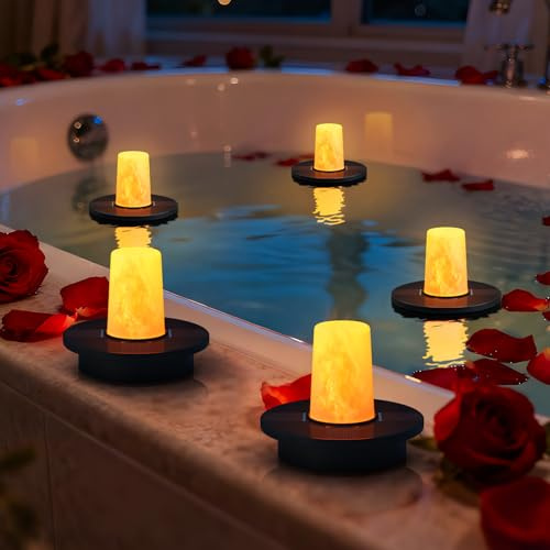 MALUX Mini illuminazione solare per piscina, 5 pezzi, illuminazione galleggiante per piscina, IP66, impermeabile, a LED, effetto fiamma, galleggiante, luce solare per giardino, laghetto