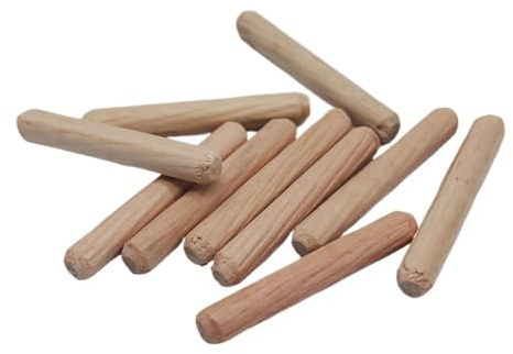 LSNNMU Clavijas De Madera Juego de 100 pasadores de Madera de 6 mm, 8 mm y 10 mm for cajones de armarios, Redondos, Acanalados, for Manualidades, Accesorios de Muebles(10mm)