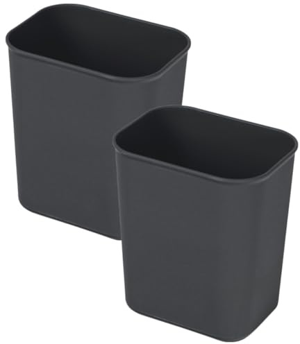 HOODANCOS Papelera Despacho sin Tapa de Plástico, Cubo Basura Interior Rectangular, 8l, 2 Piezas, Adecuado para Hotel y Salón, Diseño Simple Negro