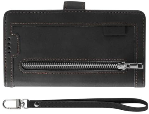 ZUJIABAO Funda para teléfono celular con múltiples cierres funcionales con organizadores de tarjetas, bolsillo para monedas y pulsera antideslizante para smartphone, cremalleras, bolsas de teléfono