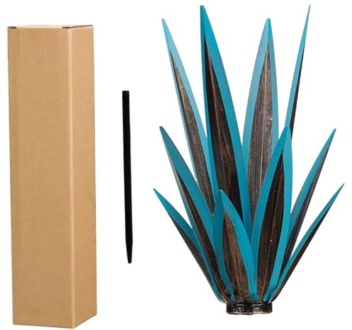Grsrkep Plantes d'agave en métal, décoration extérieure, Sculpture d'art Rustique avec Construction en Fer Robuste pour Jardin, Cour, Patio, Ornement de pelouse en métal 'Agave