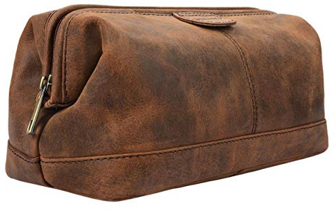 STILORD große Kulturtasche für Männer aus Leder braun - Herren Kulturbeutel - Leder Toilettentasche - Vintage Waschtasche für Reisen 'Laurin'