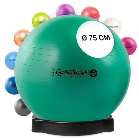 PEZZI Gymnastikball Maxafe Sitzball mit Ballschale | Sitzball mit Burst-Proof-System, belastbar bis 400 kg, für Therapie, Sport und Büro