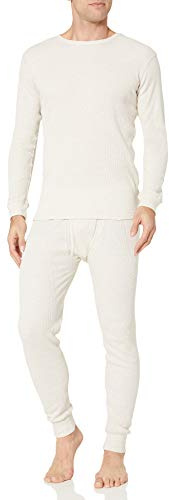 Amazon Essentials Men's Thermal Waffle Knit Long Johns Underwear Set for Cold Weather, Natural, Medium