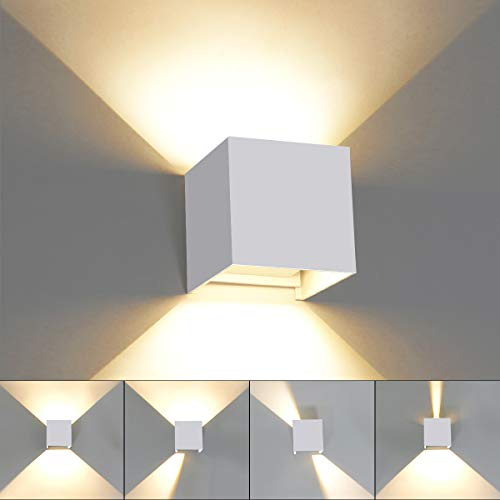 HAWEE 6W Modern Wandlampe LED Wandleuchte Up Down LED Wandbeleuchtung | Innen Außen, Einstellbarer Abstrahlwinkel, Aluminium, Wasserdicht IP65, für Badezimmer Korridor, Schlafzimmer Wohnzimmer