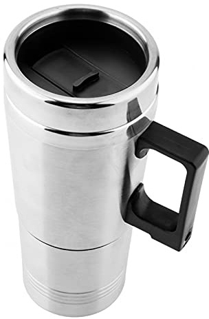 12V Auto Wasserkocher Edelstahl, 350ml + 150ml Thermoskanne für Heißwasser, 60W Reisekocher für Kaffee & Tee, Schnellaufheizender 12V Zigarettenanzünder Becher für LKW PKW