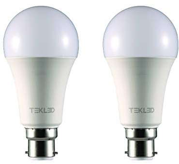 TEKLED LED GLS A60 Bulbs Dimmable B22 Bayonet Cap 12W (100W Equiv.) 4000K Cool White Ultra Bright Pack of 2