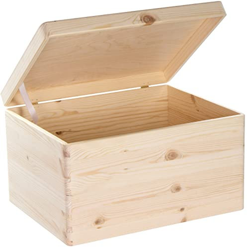LAUBLUST Holzkiste mit Deckel - 40x30x24cm, Natur, FSC® - Allzweckkiste ohne Griffe - Aufbewahrungsbox | Erinnerungskiste | Bastel- & Geschenkbox