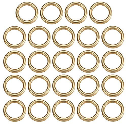 Niaciswe Mini Karabiner 24 Stück - Rund Klein Karabinerringe aus Zinklegierung, Ring Schnalle Federclip in Gold, 28 mm für Taschen DIY Handwerk Machen