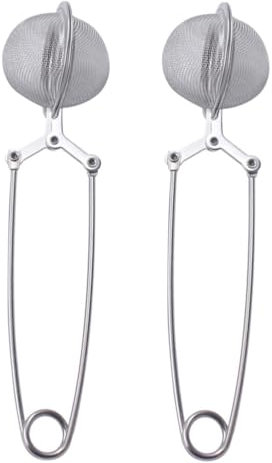 Hemoton Flour Strainer 2pcs Stainless Steel Tea Ball Strainer with Handle Flour Shaker Duster Tea Ball Infuser Tea Filter Tongs for Powdered Sugar Loose Tea Leaf (Silver) Stainless Steel Sifter