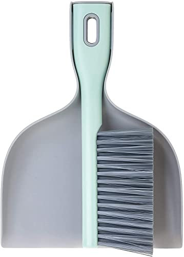 WESTCRAFT 70er Jahre Retro Kehrschaufel Kehrblech mit Schaufel & Besen / 2-teiliges Kehrset mit Handfeger & Besenset im Vintage Design, Olive grün (Mint) / Grau (Mittel-Grau), 36cm