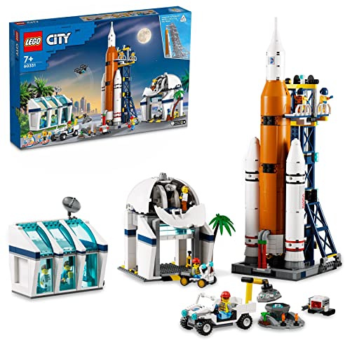 LEGO 60351 City Rocket Launch Centre Outer Space Toy for Children, NASA Inspired Set with Planet Rover, Observatory and 7 Astronaut Minifigures