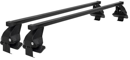 Menabo Dachträger Grundtäger kompatibel mit BMW 5er F11 Touring 2009-2017 Stahl 50kg Schwarz 2tlg Ohne Reling für Fahrradträger, Dachboxen, Skiträger Abschließbar