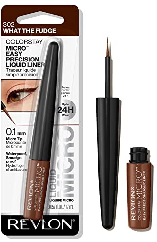 REVLON ColorStay Micro Easy Precision Liquid Eyeliner, Waterproof, Smudgeproof, Longwearing with Felt Tip Applicator, 302 What the Fudge, 0.057 fl oz
