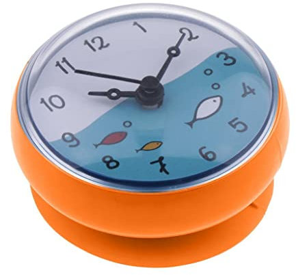 predolo Petite Horloge à Ventouse, Horloge Murale, Horloge à Ventouse de Salle de Bain, Horloge de Réfrigérateur, Horloge de Salon, Orange