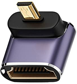 chenyang CY - Adaptador convertidor micro HDMI 2.1, micro HDMI macho a HDMI hembra, adaptador convertidor de extensión UHD en ángulo de 90 grados